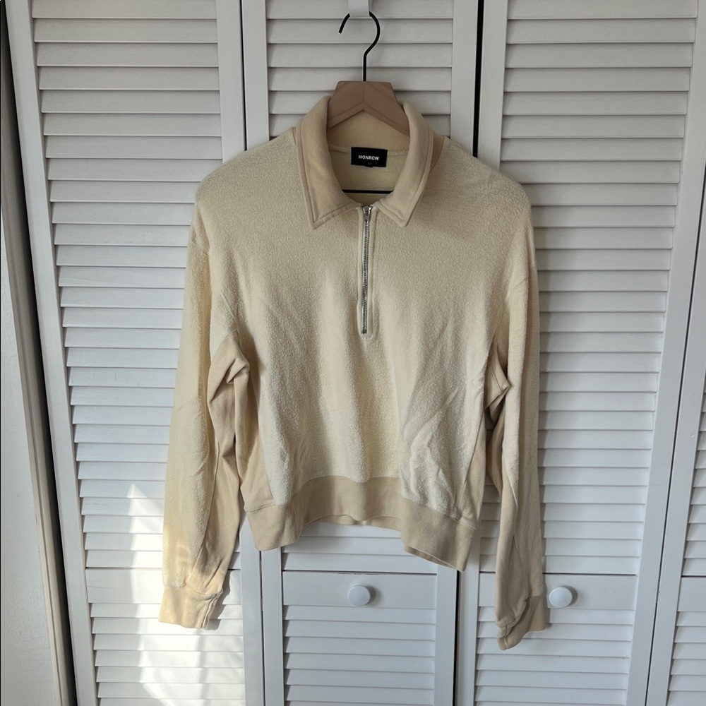 Monrow Cream 1/4 Zip Sz L
